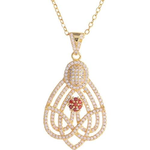 Fashion Jewelry Vintage Zircon Flower Necklaces & Pendants Female Handmade Copper Micro Pave Long Chain Necklace Women Diy Gifts