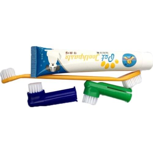 Beef Flavor Dog Cleaning Toothbrush Pet Toothpaste Puppy Toothpaste Toothbrush Set Medium Large Dog Oral Cleaning Supplies E1146