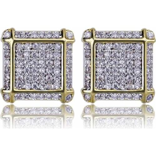 1 Pair Hip Hop Jewelry Europe and America Earrings Zirconia Micro Inlay Cube Geometric Stud Earrings