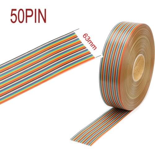 10/5/1M 50P Wire Rainbow Cable Pitch 1.27mm Ribbon Cable 28AWG Flat Color Rainbow Ribbon Cable