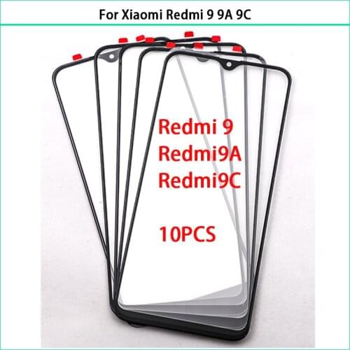 10Pcs/Lot For Xiaomi Redmi 9 9A Touch Screen LCD Front Outer Glass Panel Lens Redmi 9C Touchscreen Glass With OCA Replacement