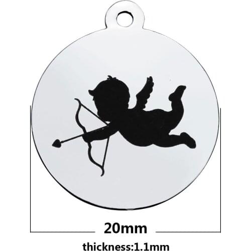 20pcs 20mm Jewelry accessories stainless steel Cupid archery love charm disc tag for necklace pendant for bracelet DIY making