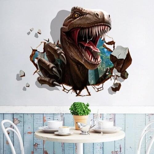 3D Wall Sticker Cartoon Dinosaur Raid Wall Decals Stickers For Kid Room Bedroom Living Room Home Decoration Mural Art Poster
