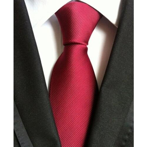 8cm New Classic Ties Wedding Party Luxury Burgundy Necktie with Stripes