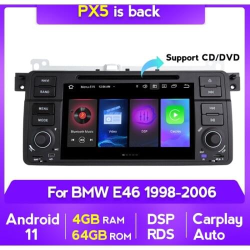2DIN 4+64G Android Car Radio Multimedia Player Audio DVD Player For BMW E46 Rover 75 Coupe 318/320/325/330/335 GPS Carplay AUTO