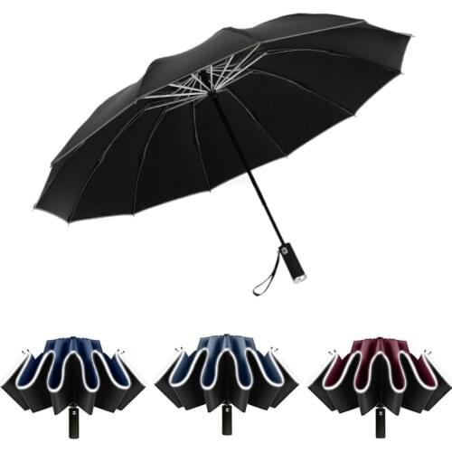 Automatic Umbrella with Light LED Windproof Umbrella Folding Umbrellas 12K Men Women UV Parasol
