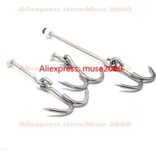 Height 220-600mm Refrigerated car meat hooks hanger 304 stainless steel double hook cold storage slaughtering with roller