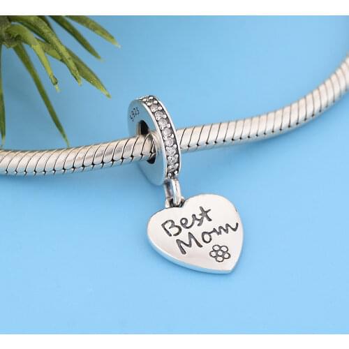 Berloque Sterling Silver 925 Dangle Charms Best Mum Flower Beads Fit Original Charm Bracelet Necklace Jewelry Making Gift 2021