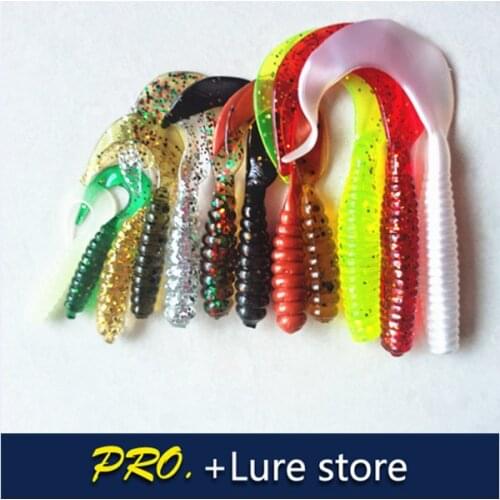 Free shipping 200pcs 4cm 5cm 6cm 8cm all kinds of artificial worm grub screw fishing lures soft worm grub screw in fishing lure