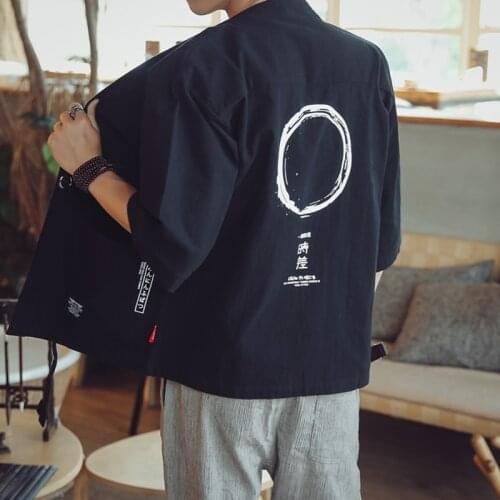 Blouses male hawaiian shirt men Japanese kimono cardigan harajuku Japanese streetwear clothing cool blouse male shirt KK2808