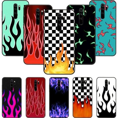 Phone Case For Xiaomi Redmi Note 8 8T 7 7A 9 9S 8A 4 5 Pro Black Cover Hoesjes Luxury Waterproof Tpu Bumper wildflower flame
