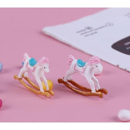 Wooden Rocking Horse Chair Nursery Room Furniture Doll House Accessories Toys for Children 1:12 Dollhouse Miniature