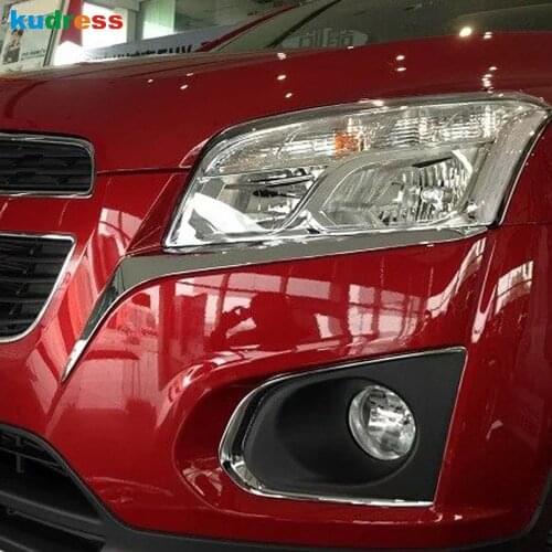 For Chevrolet Trax 2014 2015 2016 2017 2018 Chrome Front Headlight Eyebrow Cover Trim Head Light Lamp Eyelid Trims Car Styling