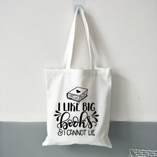 Travel Bag Canvas Tote Bag I Like Big Books and I Cannot Lie Slogan Funny Women Fashion Canvas Bag Shopping Bags