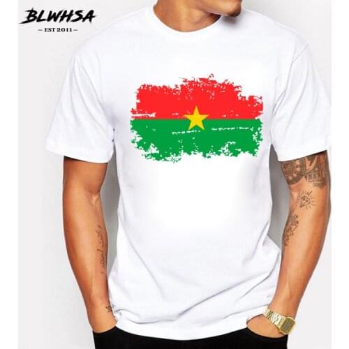 BLWHSA Burkina Faso Flag T shirt Men Fashion Short Sleeve Brand Design Cool T-shirts Burkina Faso National Flag Summer Tshirts