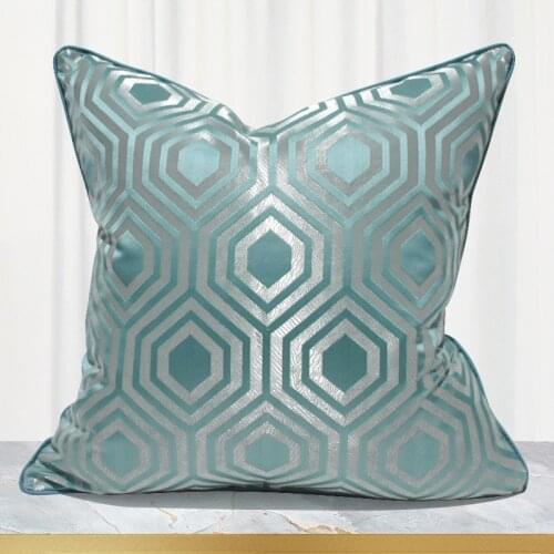 Geometric Cushion Cover 45x45 Decorative Luxury Throw Pillow Covers For Hotel Livingroom Sofa Pullow Case Blue Cushion Cover