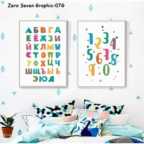 Canvas Painting Russian Alphabet Numbers Positive Motivational Phrase Poster And Print Children Room Wall Art Picture Home Decor