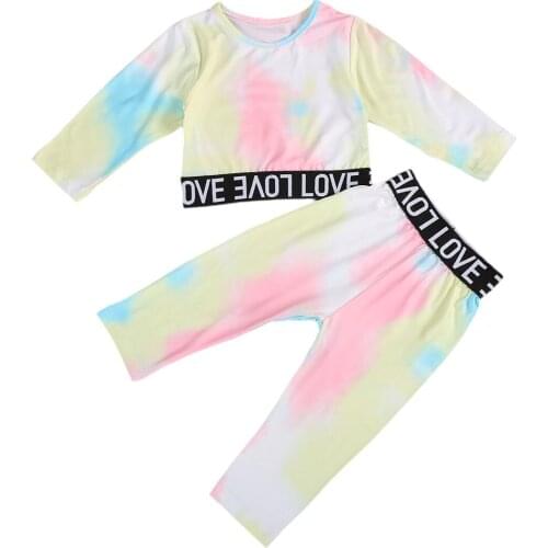 2020 Toddler Baby Girl Fall Clothes Outfits Tie-dye Long Sleeve Tops Romper Long Pants Suit 2PCS Spring Autumn Set For 6M-5Y