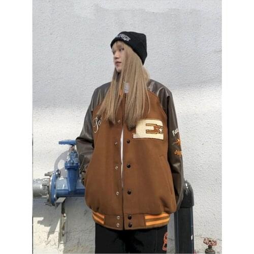 Bomber Woman Jacket Embroidery Mens Coat Harajuku Baseball Jacket Autumn Unisex Oversized Hiphop Varsity Jackes Streetwear