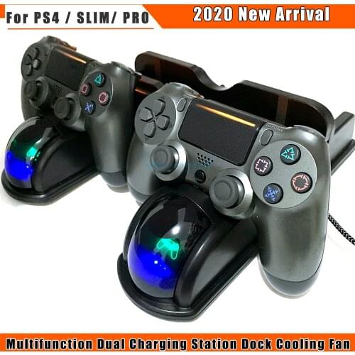 3 in 1 Multifunction Dual Charging Station Dock Cooling Fan for PS4/PS4 Slim/PS4 Pro Quality Durable Vertical Stand Holder 2020