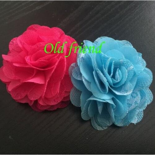 Fashion Chiffon Lace Flowers For Kids Headbands Dress Clothing 120pcs/lot 12 Color Free Shipping