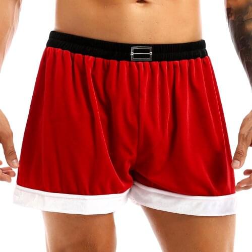 Men Underpants Boxer Shorts Homme Holiday Underpants Red Flannel Panties Christmas Shorts Santa Claus Homewear Panties