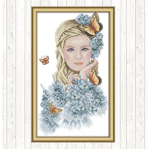 Madame Butterfly DIY Crafts Embroidery Kits Needlework Embroidery Patterns Cross Stitch Package 14ct 11ct Count Print Canvas Kit