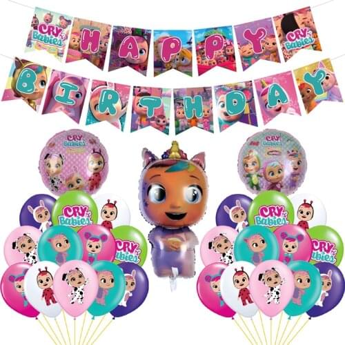Cry Babies Balloons Uni Horn Angle Doll Ballons Crying Baby Magic Tear Party Decorations Happy Birthday Banner Girl Princess Toy