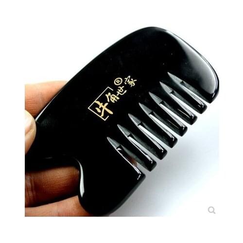 Natural yellow buffalo horn comb six-tooth meridian gua sha scraping board back head massage anti-hair loss horn scraping board