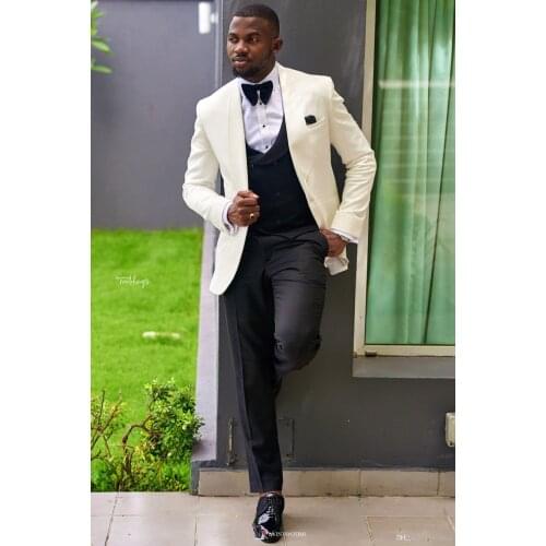 2019 New Off White Best Man Blazer Men Suit For Wedding Custom Made Slim Fit Bridegroom Men Suits Formal Prom Groom Tuxedo