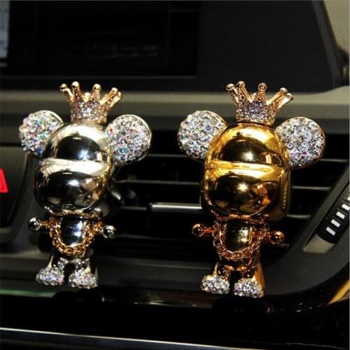 New Diamond Violent Bear Alloy Perfume Clip Light Fragrance Car Air Outlet Freshener Ornament