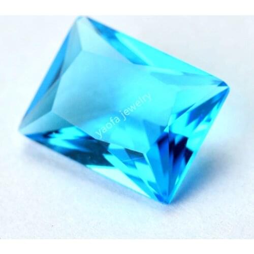 Wholesale 2x3~13x18mm Light Sea Blue Lab Created Gems Rectangle Shape Baguette Cut Loose Glass Stone For Jewelry