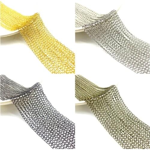 2yards 2/2.5/3/3.5mmGolded/silvered/Bronze Plated Necklace for Jewelry Making Findings DIY Necklace Chains Materials Handmade