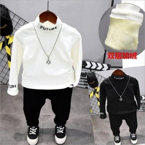 Casual childrens wear Kid Baby Boy Clothes Set boys Long sleeve Plush Sweater + plush pants 2Pcs boys Clothes Sets 2-6Years