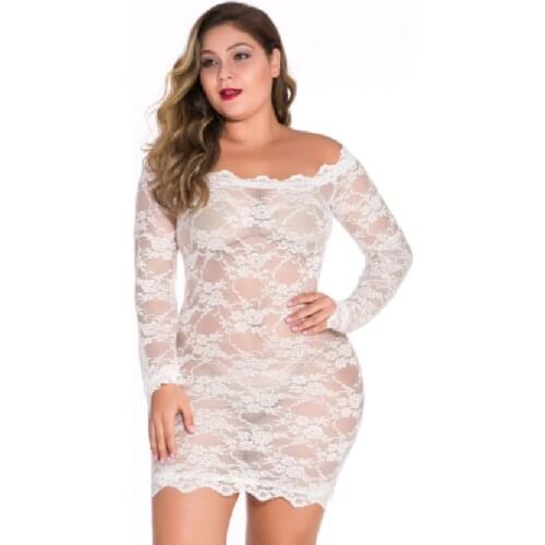 Plus Size Sexy Lingerie Women Lace Babydoll Underwear Nightwear Mini Dress Nightgown