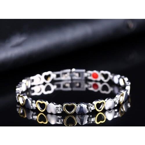 Heart Shape Health Magnetic Bracelet for Women Anti-radiation Care Stainless Steel Bracelets & Bangles with Health Germanium