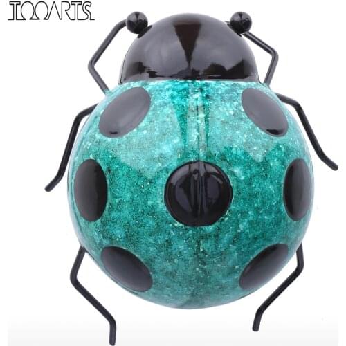 Tooarts Ladybug Wall Decoration Iron Cartoon Ladybug Fun Decoration Handicraft Garden or Childrens Room Decor Natural Farmhouse