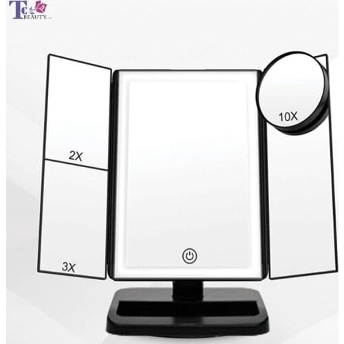 22 Led Mirror Light Touch Screen Makeup Mirrors Table Lamp Deskto 2X 3X 10X Magnifying Foldable Women Fashion Make Up Miroir