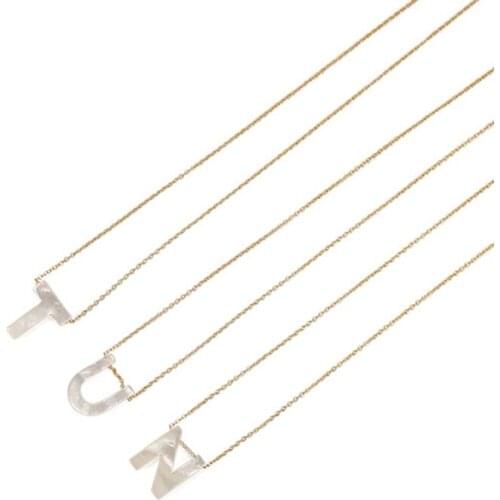 GSOLD Natural Sea Shell Letter Necklace Mini A-Z Letter Pendant Charm Thin Chain Initial Necklaces For Women Dainty Party Gift