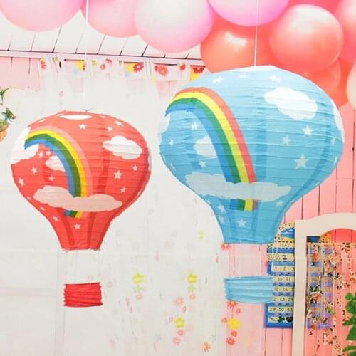 1PC 30cm Hot Air Balloon Paper Lantern pumpkin decorations Rainbow Lantern for Birthday Wedding Party Decoration Chinese lantern