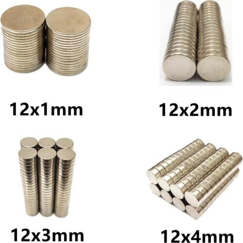 10 20 50PCS/LOT NdFeB Magnet 12*1 12*2 12*3 12*4 N35 Disc MAGNET 12x1 12x2 12x3 12x4 Round Speaker Neodymium magnets