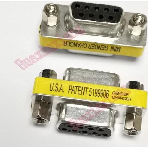 10PCS/Lot RS232 DB9 Female To Male/Female Socket/Jack adapter connector MINI Gender Changer