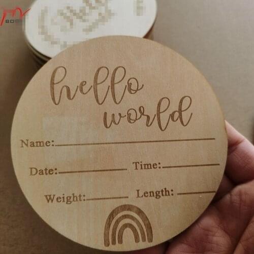 10pcs rainbow Birth Announcement Plaque Wooden Baby Milestone Card Photo Prop Name Plaque French