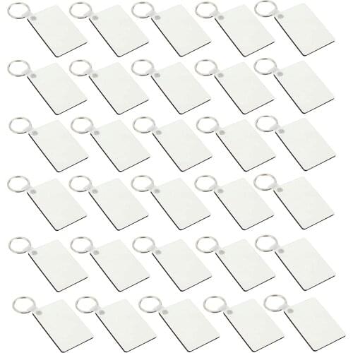 30 Pcs Wooden Hardboard Keychains Blank Rectangle Keychains Sublimation Heat Transfer Keychains