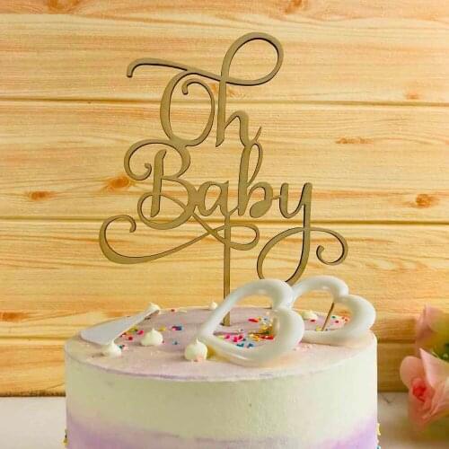 Oh Baby Acrylic Cake Topper Mirror Gold & Silver Happy First Birthday Cake Toppers Cake Decorations Birthday Cake Decor