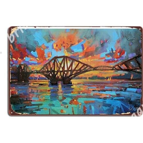 Forth Bridge Dawn Metal Signs Wall Mural Garage Club Customize Wall Decor Tin sign Posters