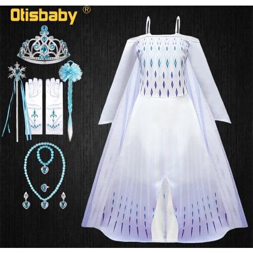 White Girls Elsa Dress Halloween Costume Girls Long Sleeve Shoulderless Dresses Wedding Gown Infant Fairy Tail Elsa Dress Up