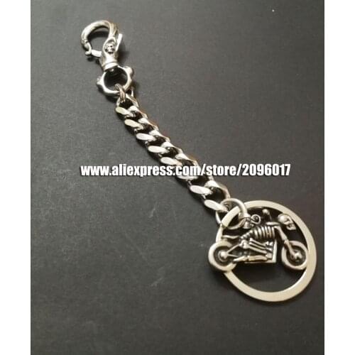 Stainless steel Skull motorcycle keychain ring for the Motor Biker key chain Vest Clothing of Skull keychain waistchain hooker