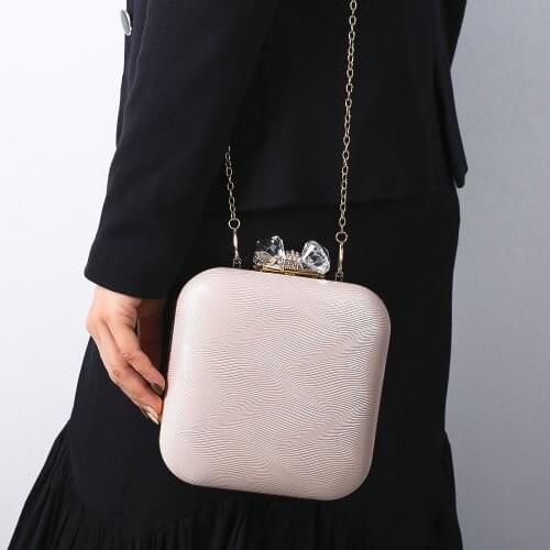 Womens Clutch Bag Elegant Bow Lock Diamond Wedding Clutch Purse and Handbag Solid Color Female Party Shoulder Bag ZD1865