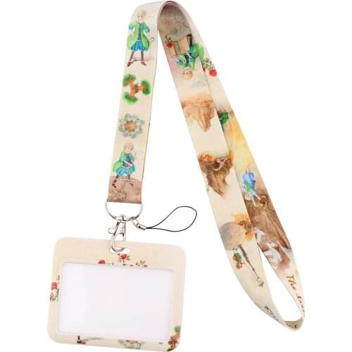 JF892 Little Prince and Fox Lanyard Credit Card ID Holder Student Women Travel Card Cover Badge Car Keychain Gifts Accessories